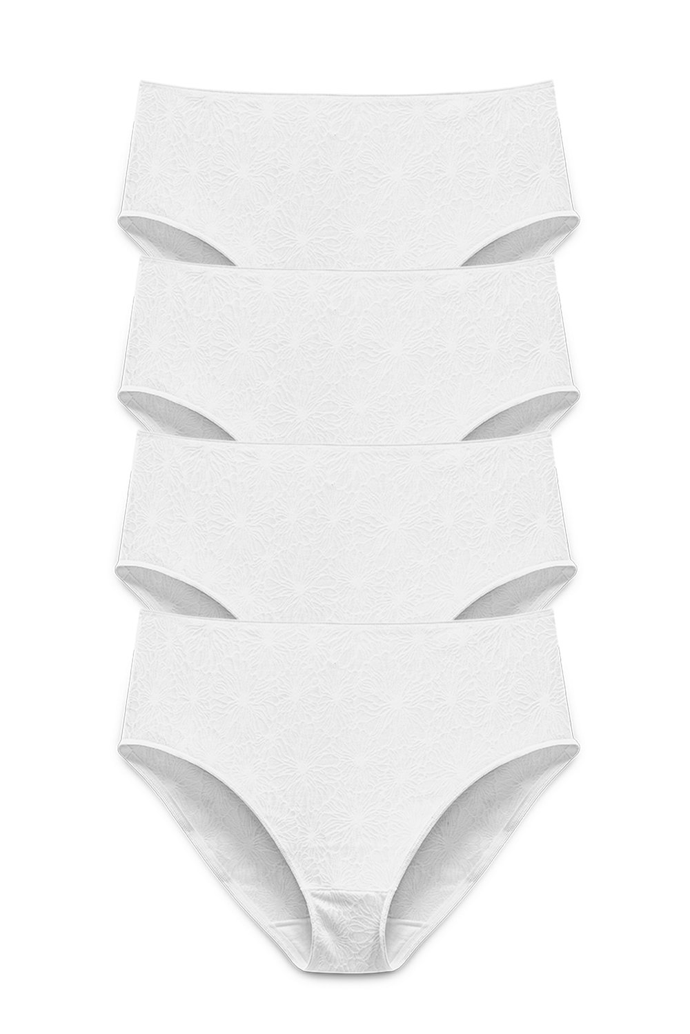 4-pack Invisible Lace midi briefs white