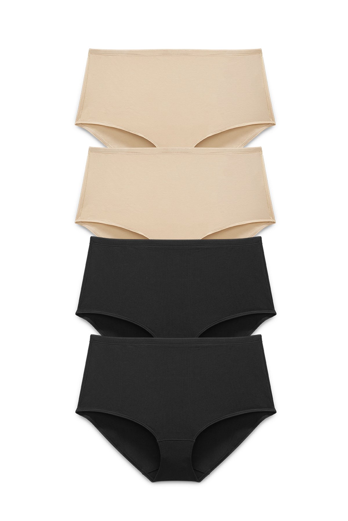 4-pack Organic Cotton maxi panty black & beige