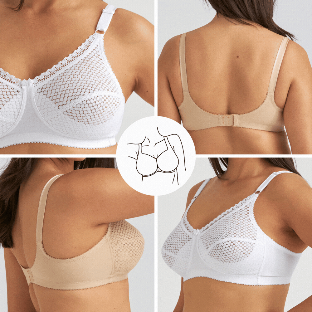 Cotton Dots in beige and white with uplift panel focus