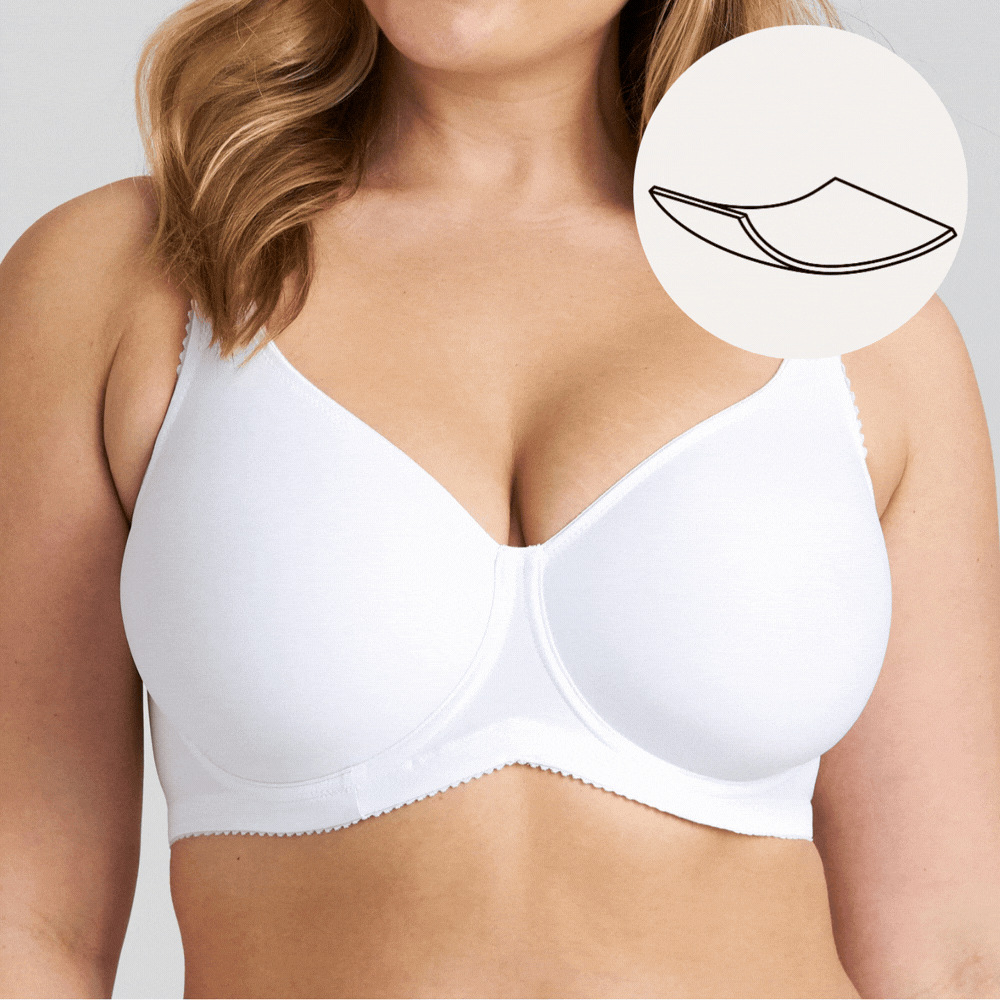 Stay Fresh underwired bra with side wing white