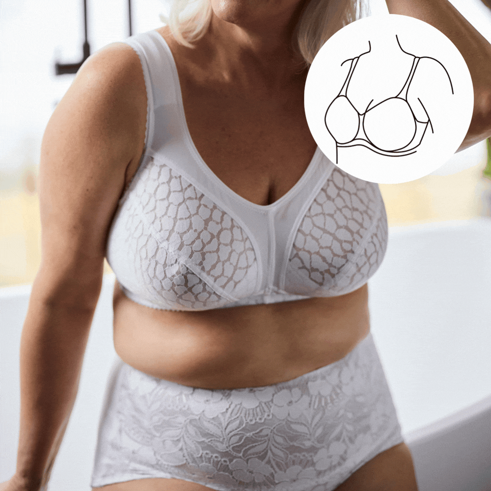 Lovely Jacquard non wired bra + Jacquard & lace panty white