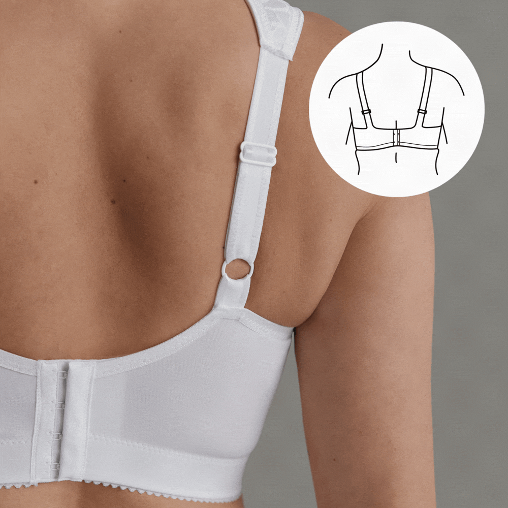 Cotton Simplex underwired bra white with extra wide back focus