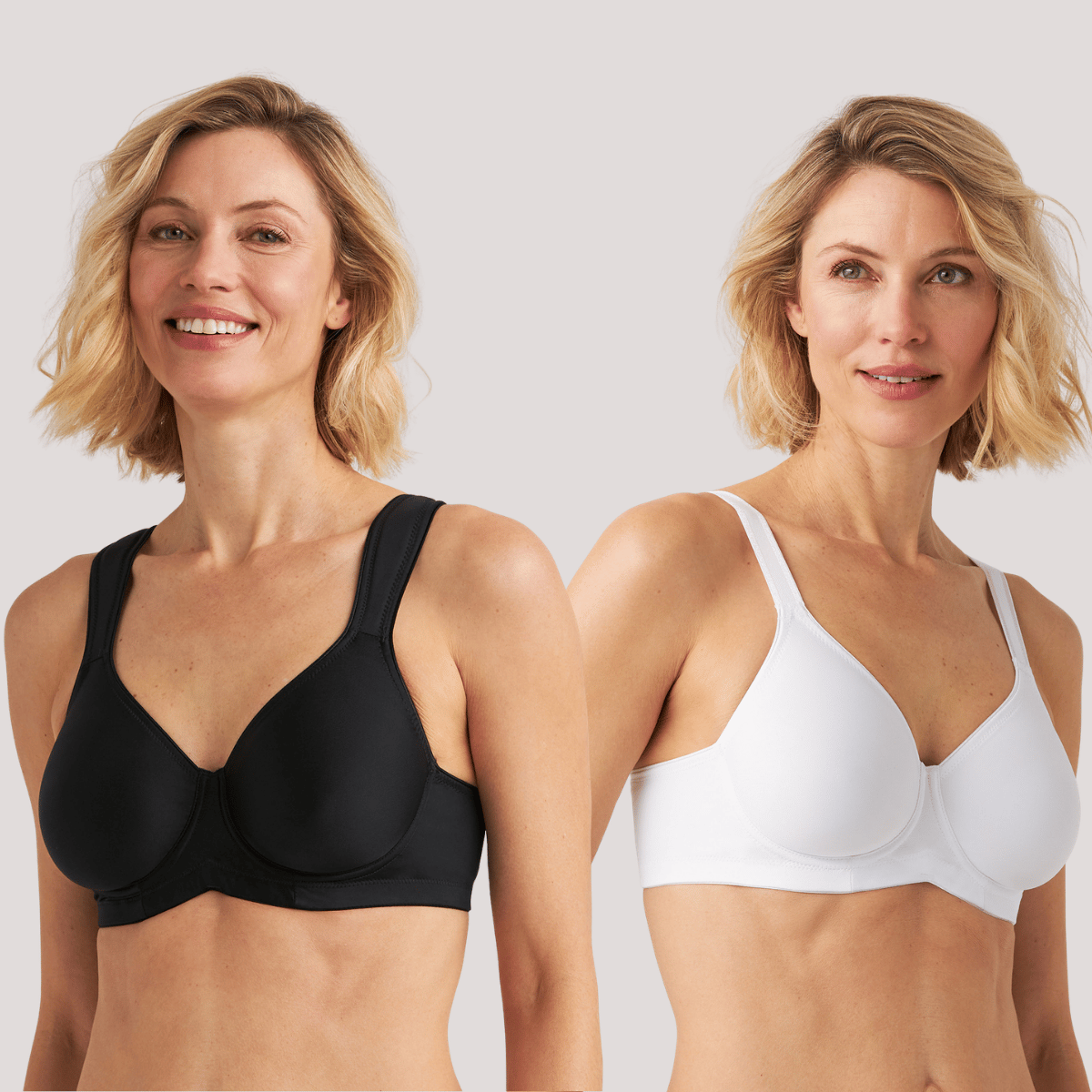 Stay Fresh Essential underwired white + Stay Fresh without sidewing black